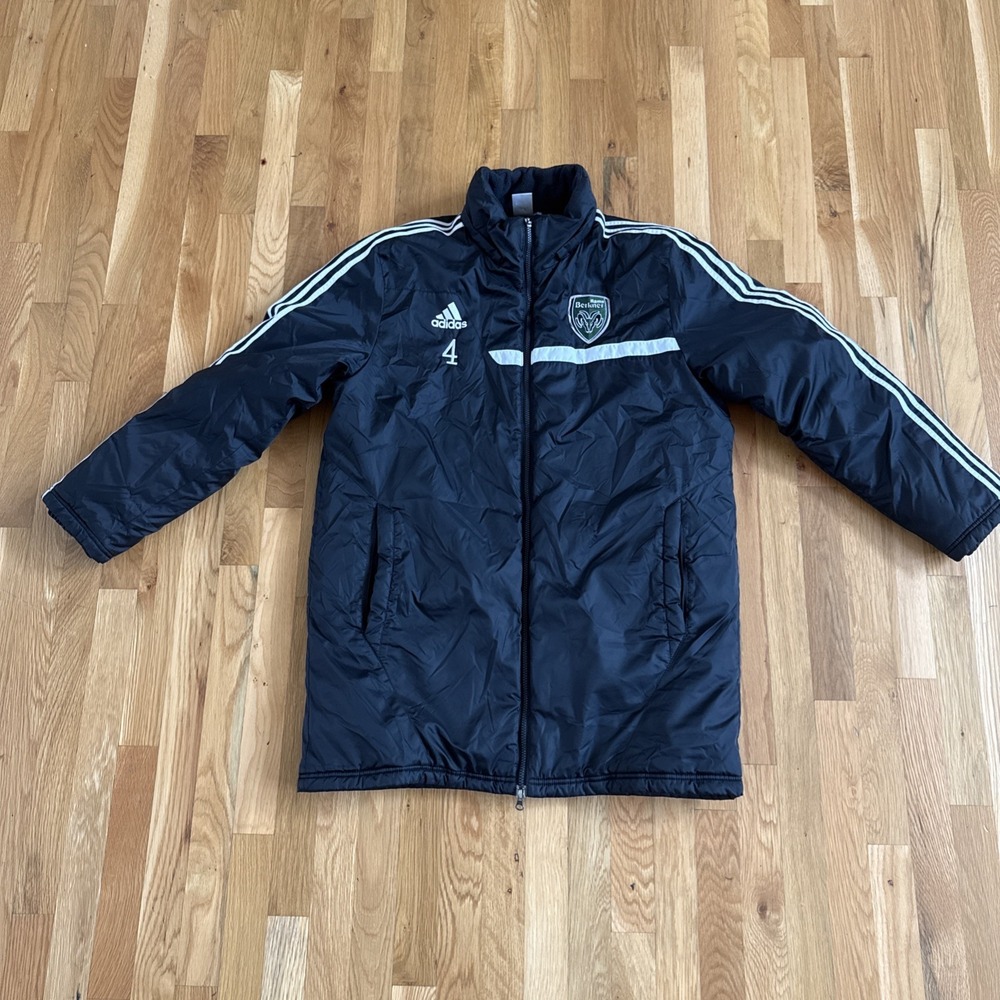 ADIDAS CLIMAPROOF Mens L Parka  Stadium Jacket Coat. Patches‎ #4